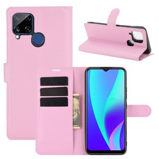 For OPPO Realme C15 Litchi Texture Horizontal Flip Protective Case with Holder & Card Slots & Wallet(Pink)