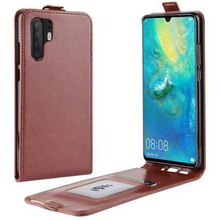 For Huawei P30 Pro R64 Texture Single Vertical Flip Leather Protective Case with Card Slots & Photo Frame(Brown)