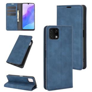 For Huawei Enjoy 20 Retro-skin Business Magnetic Suction Leather Case with Holder & Card Slots & Wallet(Dark Blue)