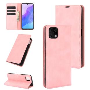 For Huawei Enjoy 20 Retro-skin Business Magnetic Suction Leather Case with Holder & Card Slots & Wallet(Pink)