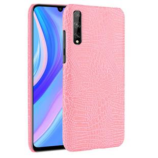 For Huawei P Smart S Shockproof Crocodile Texture PC + PU Case(Pink)