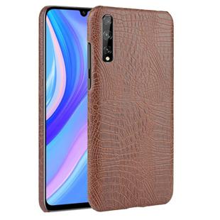 For Huawei P Smart S Shockproof Crocodile Texture PC + PU Case(Brown)