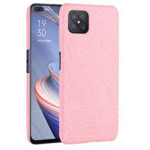 For Oppo Reno4 Z 5G/A92S Shockproof Crocodile Texture PC + PU Case(Pink)