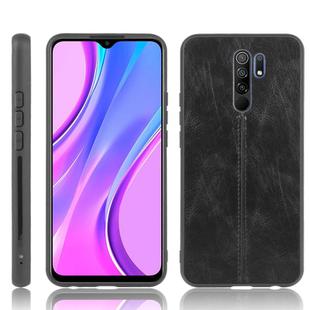 For Xiaomi Redmi 9 Shockproof Sewing Cow Pattern Skin PC + PU + TPU Case(Black)