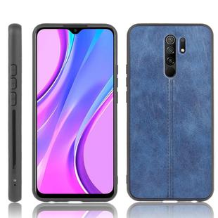 For Xiaomi Redmi 9 Shockproof Sewing Cow Pattern Skin PC + PU + TPU Case(Blue)