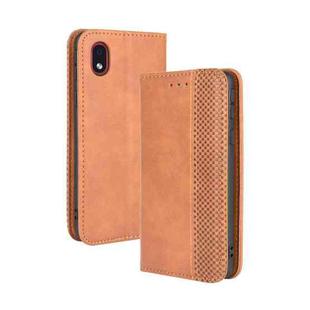 For Samsung Galaxy A01 Core / M01 Core Magnetic Buckle Retro Crazy Horse Texture Horizontal Flip Leather Case with Holder & Card Slots & Photo Frame(Brown)
