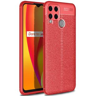 For OPPO Realme C15 Litchi Texture TPU Shockproof Case(Red)