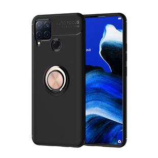 For OPPO Realme C15 Metal Ring Holder 360 Degree Rotating TPU Case(Black+Rose Gold)