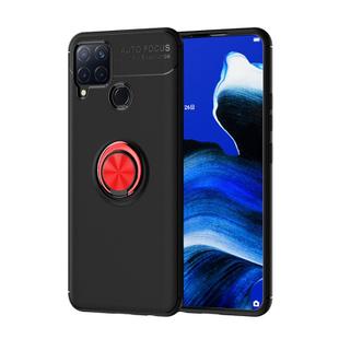 For OPPO Realme C15 Metal Ring Holder 360 Degree Rotating TPU Case(Black+Red)