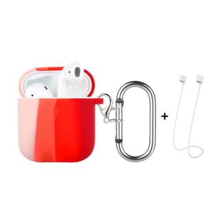 ENKAY Hat-Prince ENK-AC8002 for Apple AirPods 1 / 2 Wireless Earphone Rainbow Color TPU Protective Case with Carabiner and Anti-lost Rope(Pink to Red)