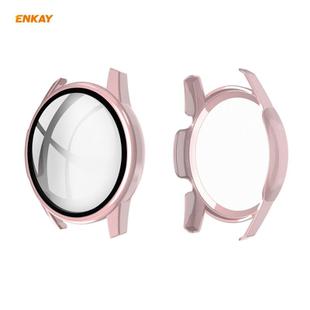 For Huawei Watch GT 2 46mm ENKAY Hat-Prince ENK-AC8202 Full Coverage PC Frosted Case + 9H Tempered Glass Protector(Pink)