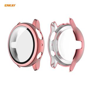 For Samsung Galaxy Watch Active 2 40mm ENKAY Hat-Prince ENK-AC8204 Full Coverage Electroplating PC Case + 9H Tempered Glass Protector(Pink)