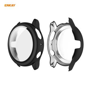 For Samsung Galaxy Watch Active 2 40mm ENKAY Electroplating PC Case + 9H Tempered Glass Film(Black)
