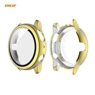 For Samsung Galaxy Watch Active 2 40mm ENKAY Electroplating PC Case + 9H Tempered Glass Film(Gold)