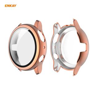 For Samsung Galaxy Watch Active 2 40mm ENKAY Hat-Prince ENK-AC8204 Full Coverage Electroplating PC Case + 9H Tempered Glass Protector(Rose Gold)