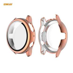 For Samsung Galaxy Watch Active 2 44mm ENKAY Hat-Prince ENK-AC8205 Full Coverage Electroplating PC Case + 9H Tempered Glass Protector(Rose Gold)