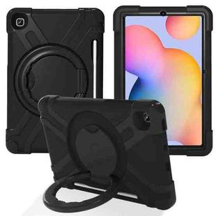 For Samsung Galaxy Tab S6 Lite P610 PC + Silicone Shockproof Combination Case with 360 Degree Rotating Holder & Handle & Pen Slot(Black)