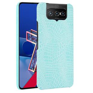 For Asus Zenfone 7 ZS670KS/ 7 Pro ZS671KS Shockproof Crocodile Texture PC + PU Case(Light green)