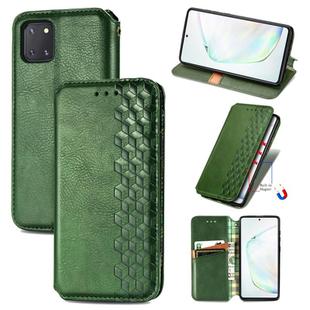 For Galaxy Note 10 Lite/A81/M60S Cubic Grid Pressed Horizontal Flip Magnetic Leather Case with Holder & Card Slots & Wallet(Green)