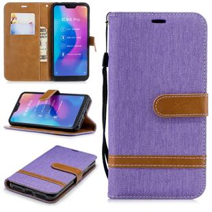 Color Matching Denim Texture Leather Case for Xiaomi Redmi 6 Pro, with Holder & Card Slots & Wallet & Lanyard(Purple)