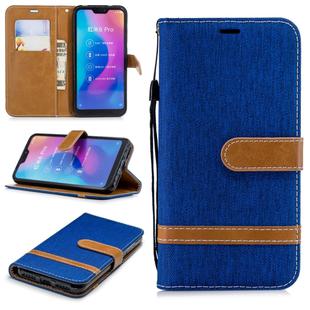 Color Matching Denim Texture Leather Case for Xiaomi Redmi 6 Pro, with Holder & Card Slots & Wallet & Lanyard(Royal Blue)