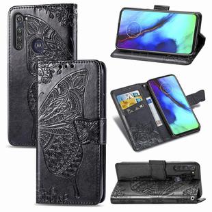 For Motorola G Pro Butterfly Love Flower Embossed Horizontal Flip Leather Case with Bracket / Card Slot / Wallet / Lanyard(Black)