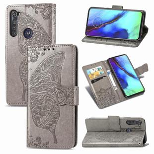 For Motorola G Pro Butterfly Love Flower Embossed Horizontal Flip Leather Case with Bracket / Card Slot / Wallet / Lanyard(Gray)