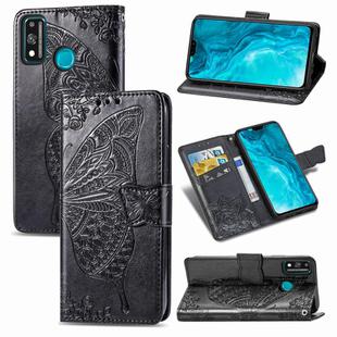 For Huawei Honor 9X Lite Butterfly Love Flower Embossed Horizontal Flip Leather Case with Bracket / Card Slot / Wallet / Lanyard(Black)