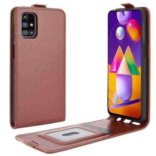 For Samsung Galaxy M31s R64 Texture Single Vertical Flip Leather Protective Case with Card Slots & Photo Frame(Brown)