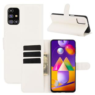 For Samsung Galaxy M31s Litchi Texture Horizontal Flip Protective Case with Holder & Card Slots & Wallet(White)