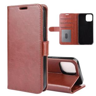 For iPhone 12 Pro Max R64 Texture Single Horizontal Flip Protective Case with Holder & Card Slots & Wallet& Photo Frame(Brown)