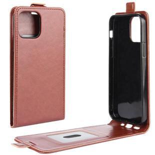 For iPhone 12 Pro Max R64 Texture Single Vertical Flip Leather Protective Case with Card Slots & Photo Frame(Brown)