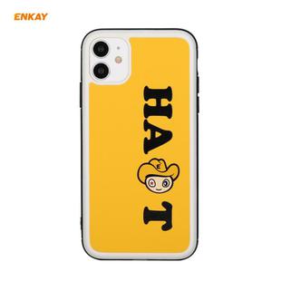For iPhone 11 Hat-Prince ENKAY ENK-PC046 Cartoon Series PU Leather + PC Hard Slim Case Shockproof Cover(Yellow)