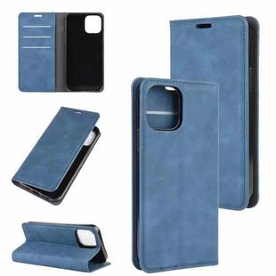 For iPhone 12 mini Retro-skin Business Magnetic Suction Leather Case with Holder & Card Slots & Wallet(Dark Blue)