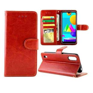 For Samsung Galaxy M01 Crazy Horse Texture Leather Horizontal Flip Protective Case with Holder & Card Slots & Wallet & Photo Frame(Brown)