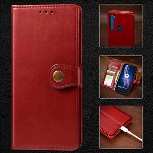 For Motorola One Fusion Plus Retro Solid Color Leather Buckle Phone Case with Lanyard & Photo Frame & Card Slot & Wallet & Stand Function(Red)