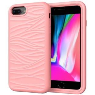 For iPhone 6/7/8G Wave Pattern 3 in 1 Silicone+PC Shockproof Protective Case(Rose Gold)