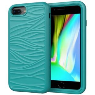 For iPhone SE 2022 / SE 2020 Wave Pattern 3 in 1 Silicone+PC Shockproof Protective Case(Dark Sea Green)