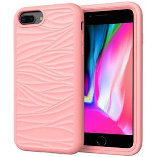 For iPhone 6/7/8 Plus Wave Pattern 3 in 1 Silicone+PC Shockproof Protective Case(Rose Gold)