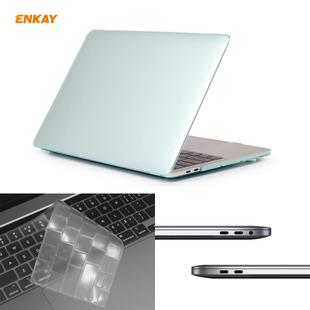 ENKAY Hat-Prince 3 in 1 For MacBook Pro 13 inch A2289 / A2251 (2020) Crystal Hard Shell Protective Case + Europe Version Ultra-thin TPU Keyboard Protector Cover + Anti-dust Plugs Set(Green)