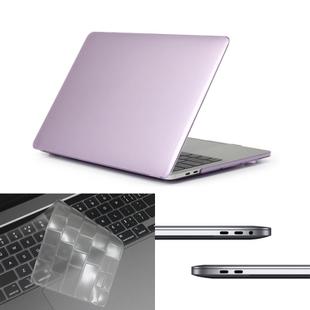 ENKAY Hat-Prince 3 in 1 For MacBook Pro 13 inch A2289 / A2251 (2020) Crystal Hard Shell Protective Case + Europe Version Ultra-thin TPU Keyboard Protector Cover + Anti-dust Plugs Set(Purple)