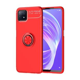 For OPPO A72 5G Metal Ring Holder 360 Degree Rotating TPU Case(Red+Red)