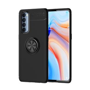 For OPPO Reno 4 Pro 4G Metal Ring Holder 360 Degree Rotating TPU Case(Black+Black)