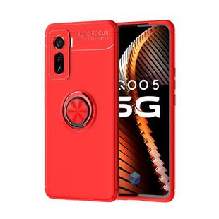 For VIVO IQOO 5 Metal Ring Holder 360 Degree Rotating TPU Case(Red+Red)