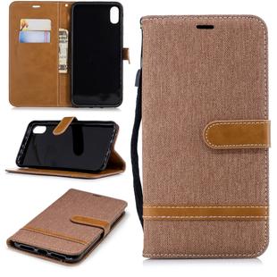 Color Matching Denim Texture Leather Case for iPhone Xs Max, with Holder & Card Slots & Wallet & Lanyard(Brown)