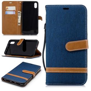 Color Matching Denim Texture Leather Case for iPhone Xs Max, with Holder & Card Slots & Wallet & Lanyard(Dark Blue)