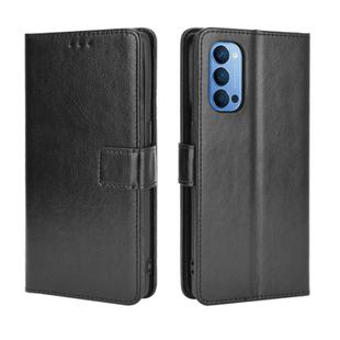 For OPPO Reno4 4G Retro Crazy Horse Texture Horizontal Flip Leather Case , with Holder & Card Slots & Photo Frame(Black)