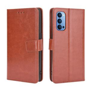 For OPPO Reno4 4G Retro Crazy Horse Texture Horizontal Flip Leather Case , with Holder & Card Slots & Photo Frame(Brown)