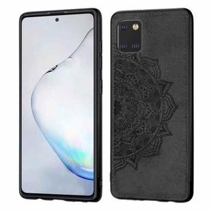 For Galaxy M60S/A81/Note 10 Lite Mandala Embossed Cloth + PC + TPU Mobile Phone Case with Magnetic Function & Hand Strap(Black)