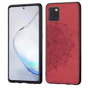 For Galaxy M60S/A81/Note 10 Lite Mandala Embossed Cloth + PC + TPU Mobile Phone Case with Magnetic Function & Hand Strap(Red)